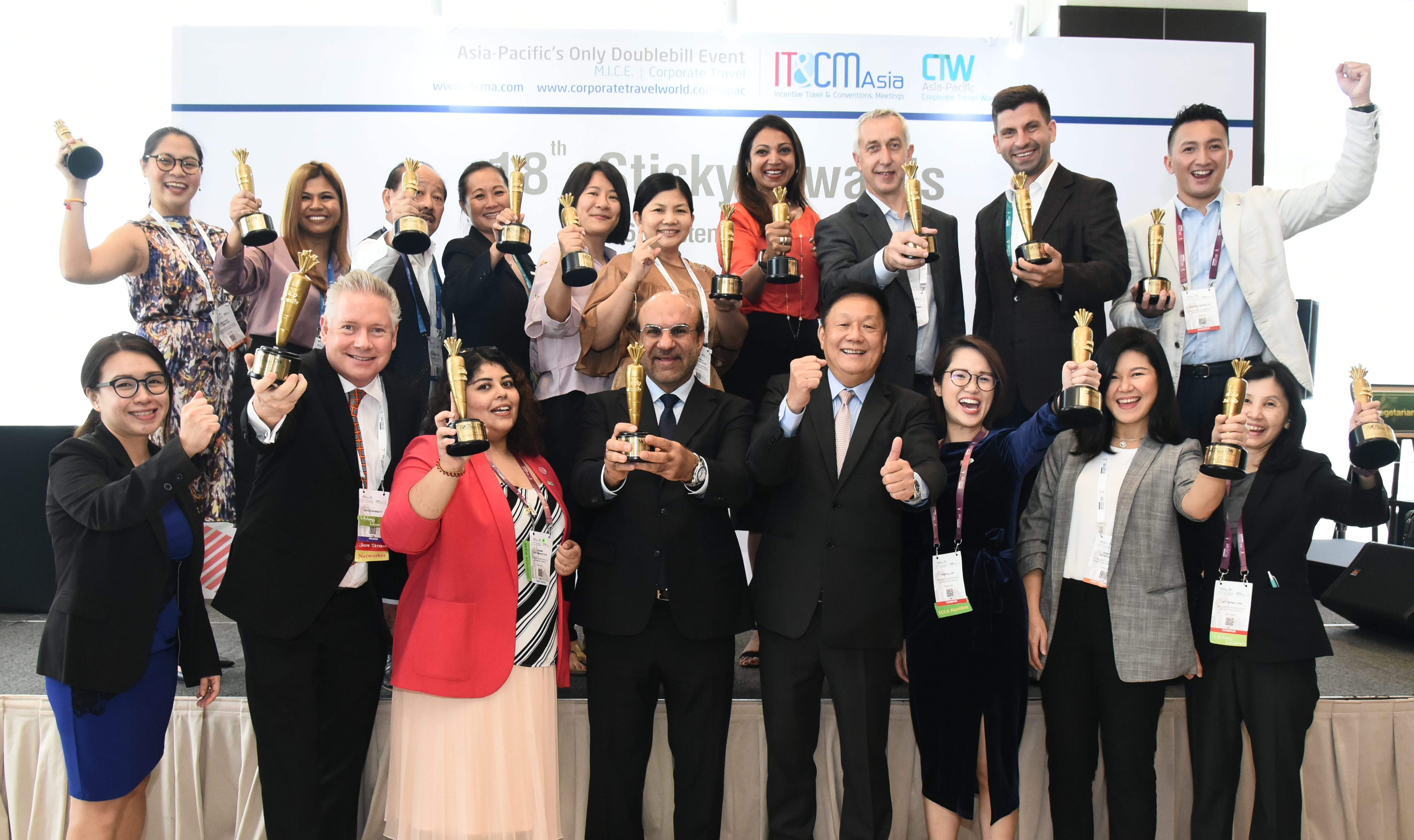 Winners of the 18th Sticky Awards at IT&CM Asia and CTW Asia-Pacific 2019